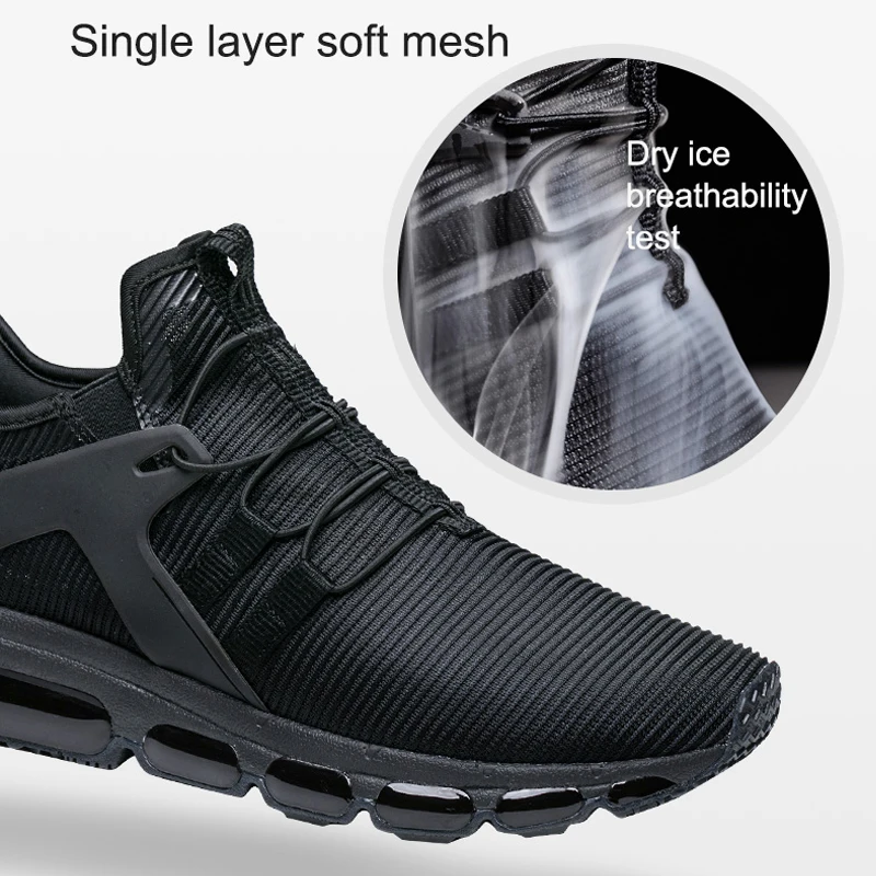 ONEMIX Men's Lightweight Sport Air Cushion Running Shoes Black Road Running Shoes Outdoor Male Athletic Sport Walking Sneakers