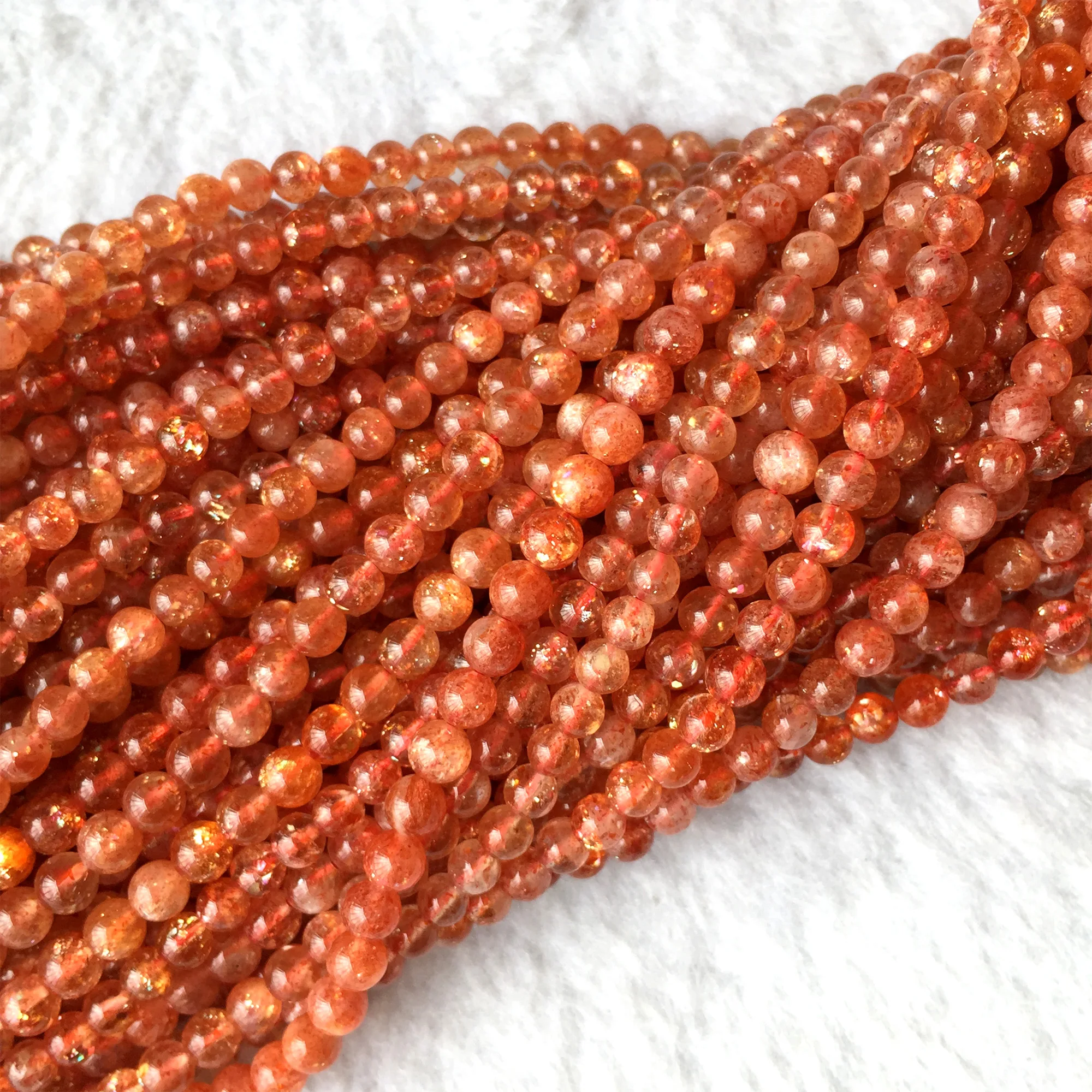 Высокое качество настоящий натуральный прозрачный оранжевый золотой Sanidine Sunstone Круглый свободный DIY ожерелье или браслеты бусины 1" 06070