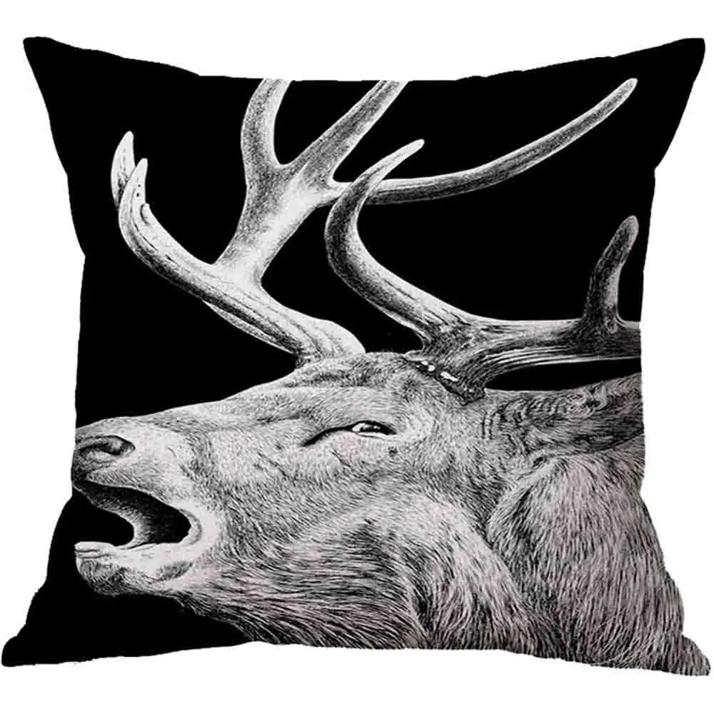 Deer Черно-белое животное, Лев, Тигр Слон бросок наволочки для диванной подушки Подушка для кровати наволочка домашний Декор 45 см с цифровым 3d-рисунком наволочка - Цвет: Deer