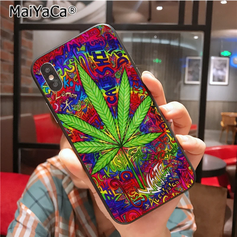 MaiYaCa листья растений Лист Каннабиса DIY окрашенный крутой чехол для iPhone X Xs Xr Xs max 7plus 6 6s 7 8 8Plus 5 5S SE 10 Чехол