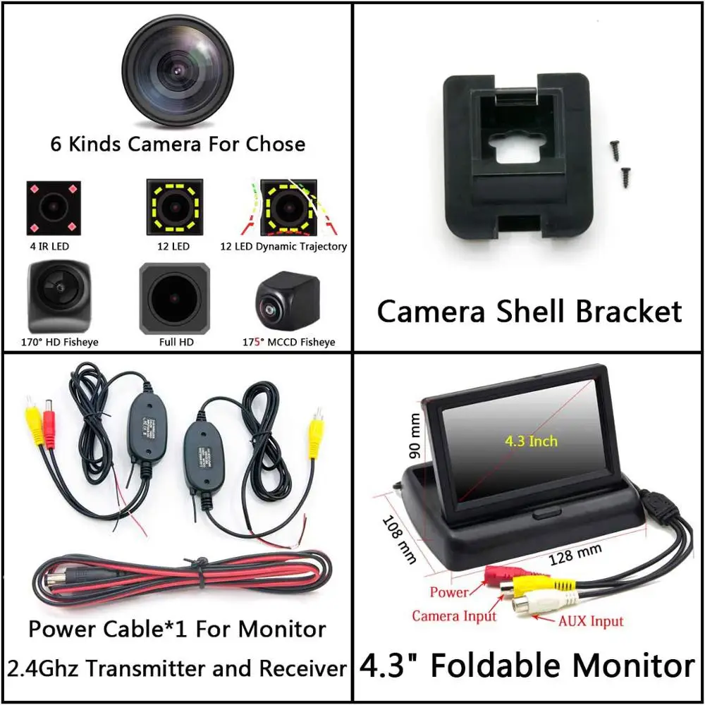 C Wireless 4.3 Fold 175 градусов рыбий глаз MCCD Starlight Парковка HD камера заднего вида для Mercedes Benz W204 W212 W221 S600 S550 S500 S450 S430 S420 - Название цвета: C Wireless 4.3 Fold
