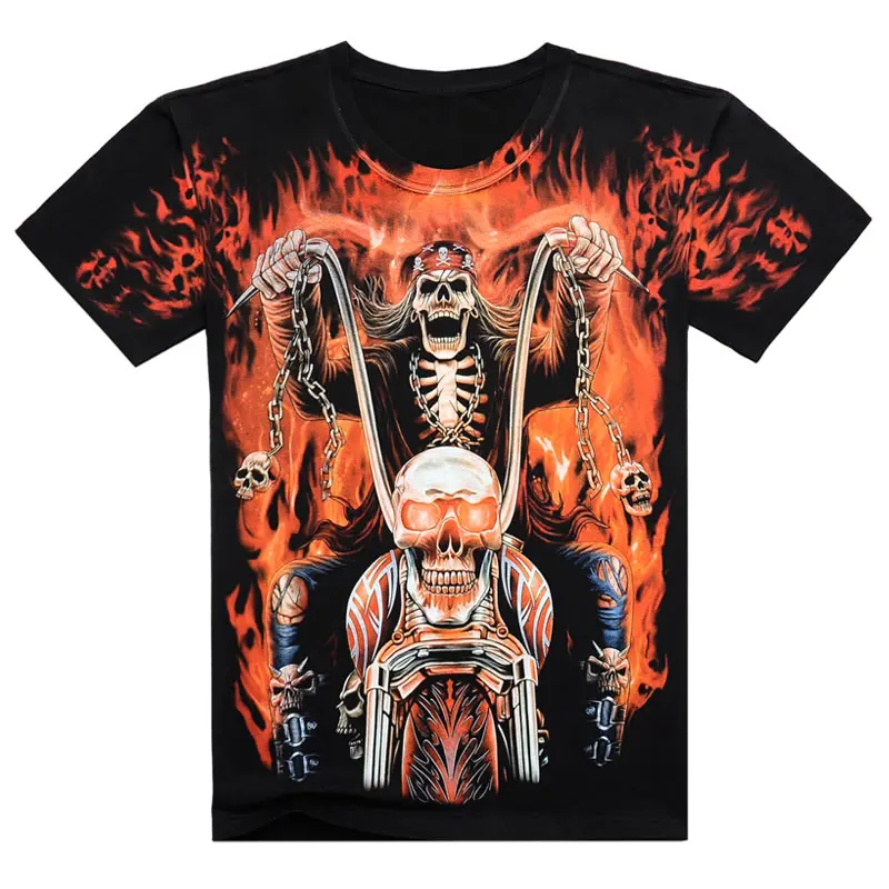 Новое Лето Рок С Коротким Рукавом Череп Волк Дракон Печати 3d т Рубашки Мужчины