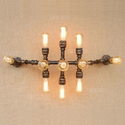 

Loft Style Creative Iron Water Pipe Lamp Industrial Vintage Wall Light Fixtures For Home Edison Wall Sconce Indoor Lighting