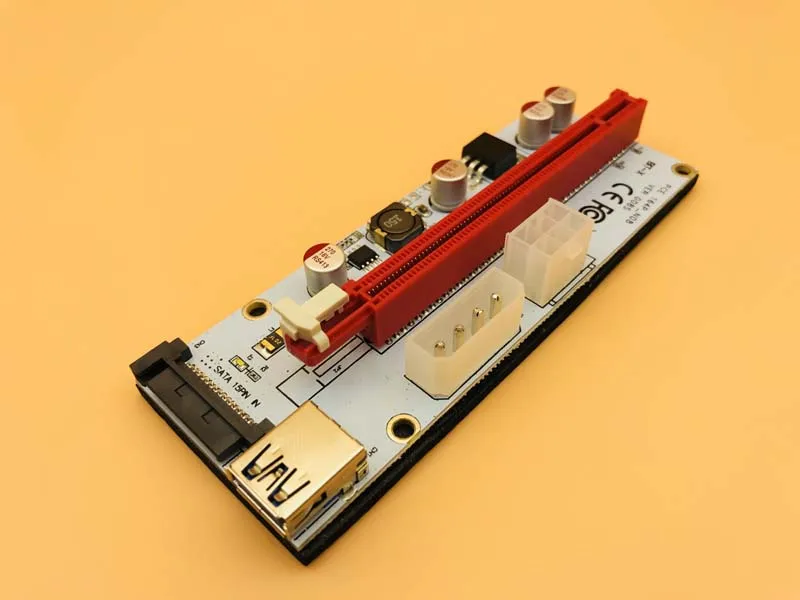 100 шт. Райзер 008S SATA 15 контактов 6 4 контакта питания PCIE 1X до 16X адаптер Райзера PCI-E