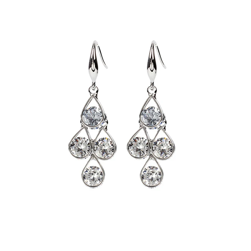 Fancy Long Waterdrop Earrings AAA Cubic Zircon Bridal Wedding Gift Sexy Women Dinner Dress Luxury Fine Jewelry | Украшения и