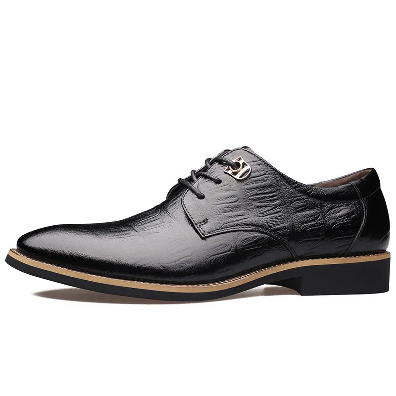 Black Dress Shoes Merkmak/; брендовая мужская обувь на плоской подошве; модная Высококачественная обувь из натуральной кожи; мужская деловая модельная обувь на шнуровке; оксфорды для мужчин - Цвет: Black Dress Shoes