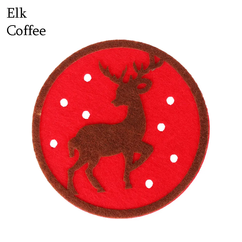 Elk 1 шт. абсолютно новые Мультяшные тканевые Нескользящие круглые рождественские подставки под Кружки Кофейные подставки чайные чашки коврики украшение стола - Цвет: Elk