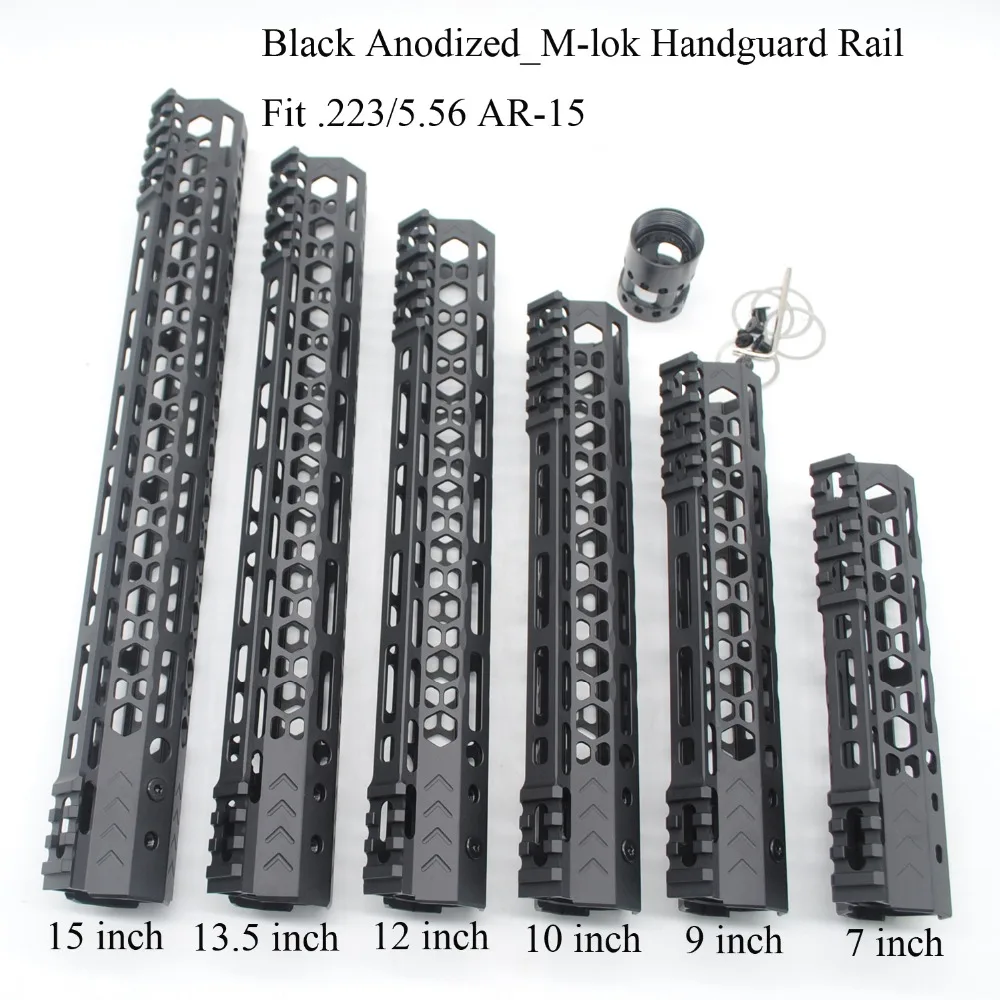 

TriRock New Style 7'' 9'' 10'' 12'' 13.5'' 15'' inch M-lok Handguard Rail Ultralight Picatinny Mount Sytsem_Black Andoized