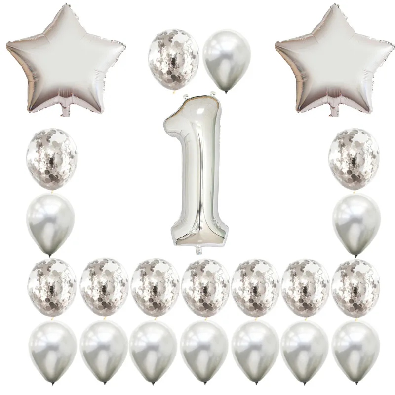 Number 1 year old 24 шт./компл. 16 21 30 40 50 60th с днем рождения звезда розового золота конфетти 40 дюймов количество Фольга шар Декор для вечеринки в честь Дня рождения поставки - Цвет: Number 1 year old