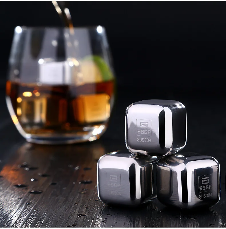 

1PC Stainless Steel Ice Cubes Bar Non-toxic Healthy Cooler Wine Drinks Beverage Whiskey Beer Water Cool Glacier Rock Isotherme