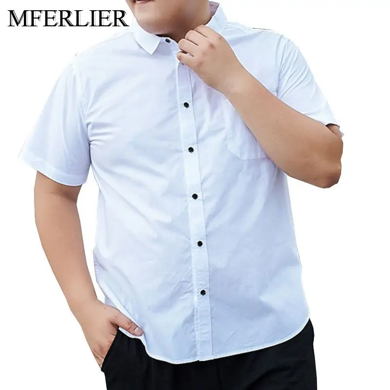 Белый Летняя мужская рубашка 5XL 6XL 7XL 8XL 9XL 10XL вес 160 кг деловой с короткими рукавами плюс размер рубашки; 2 цвета - Цвет: Белый
