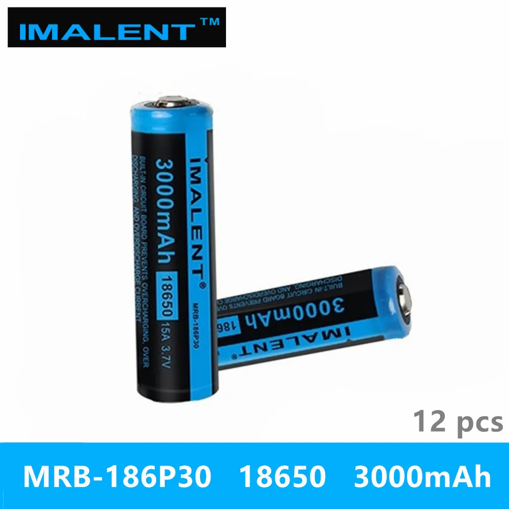 12pcs IMALENT MRB-186P30 3.7v 18650 3000mAh 15A Li-ion rechargeable battery high performance for drain LED freshlights | Электроника