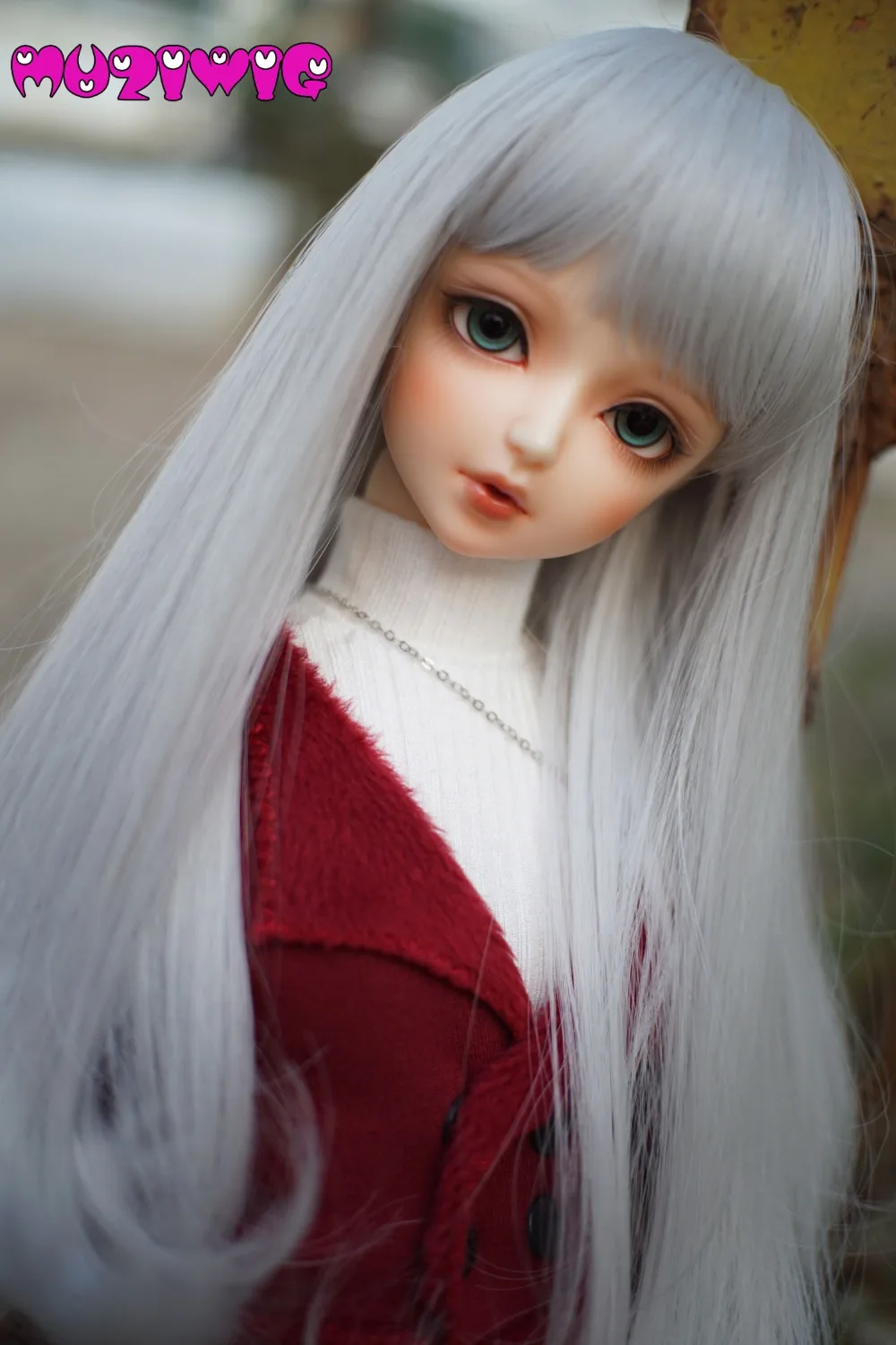 Free Shipping 1/3 Bjd Pullip High-temperature Fiber Synthetic Silver Grey Long Bottomed Buckle Curly Hair Wig On Sale In MUZIWIG |