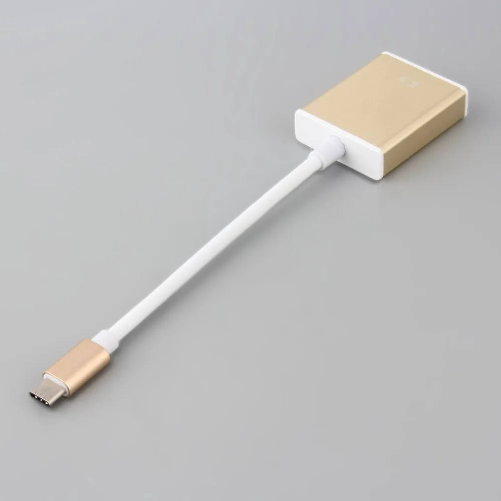 Тип C USB3.1 to VGA Adapter USB-C разъем Золотой цифровой концентратор с алюминиевым корпусом