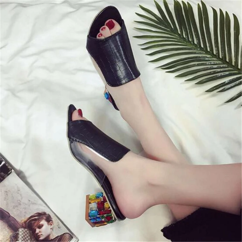 MHYONS2019 летние популярные модные женские шлепанцы с широко открытым носком