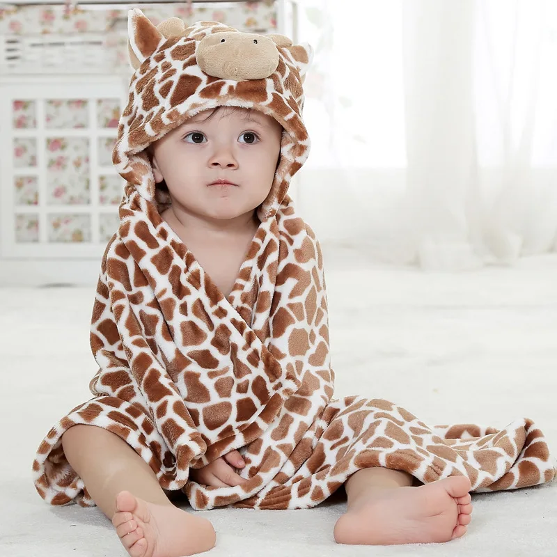 Baby Cartoon Animal Cosplay Photo props Receiving Blanket Flannel Brown Color Cow Design Newborn Infant Bath Sleeping Robe