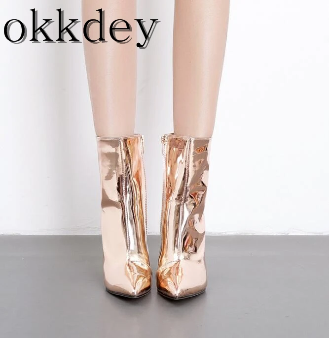 Новинка 2019 года Модные женские рыцарские сапоги из лакированной кожи с острым