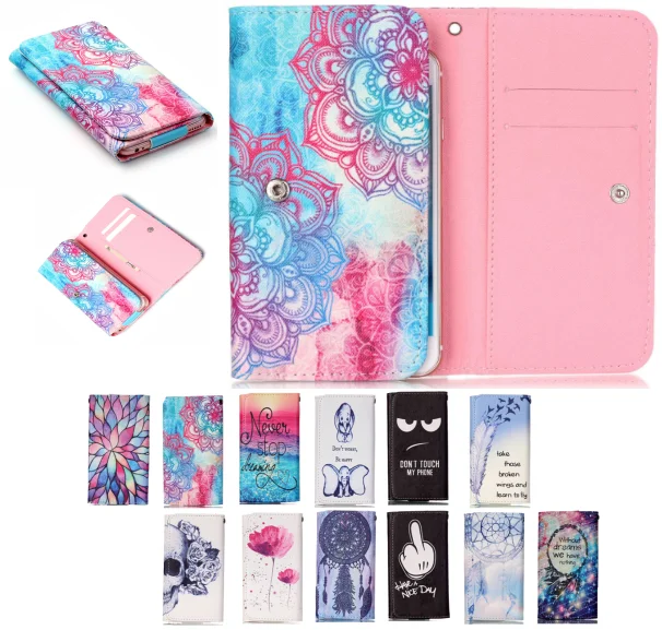 Мультфильм шаблон PU Кожа слот бумажник мешок мобильного телефона кожа случае