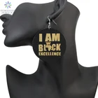 SOMESOOR гравировка на дереве африканские серьги 2019 I am Black Excellence afroцентрическая Корона фотографии ювелирные изделия для женщин в подарок