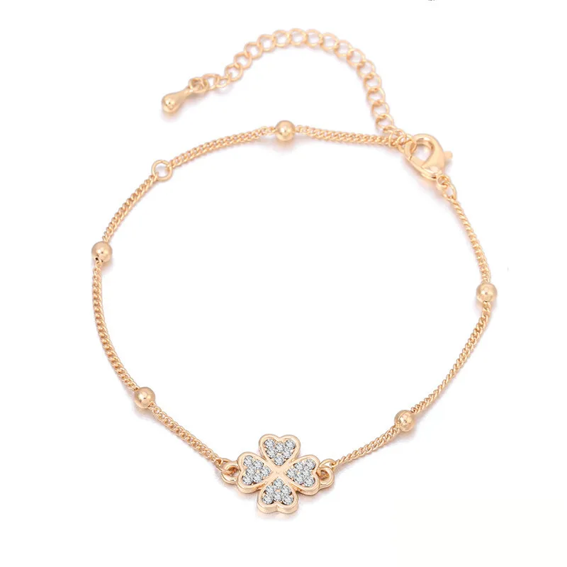 Style 6-Gold Модный Клевер украшения ножные браслеты для женщин CZ Кристалл Бабочка и круги медь лодыжки серебристого цвета пляжные женские бижутерия для ног - Окраска металла: Style 6-Gold