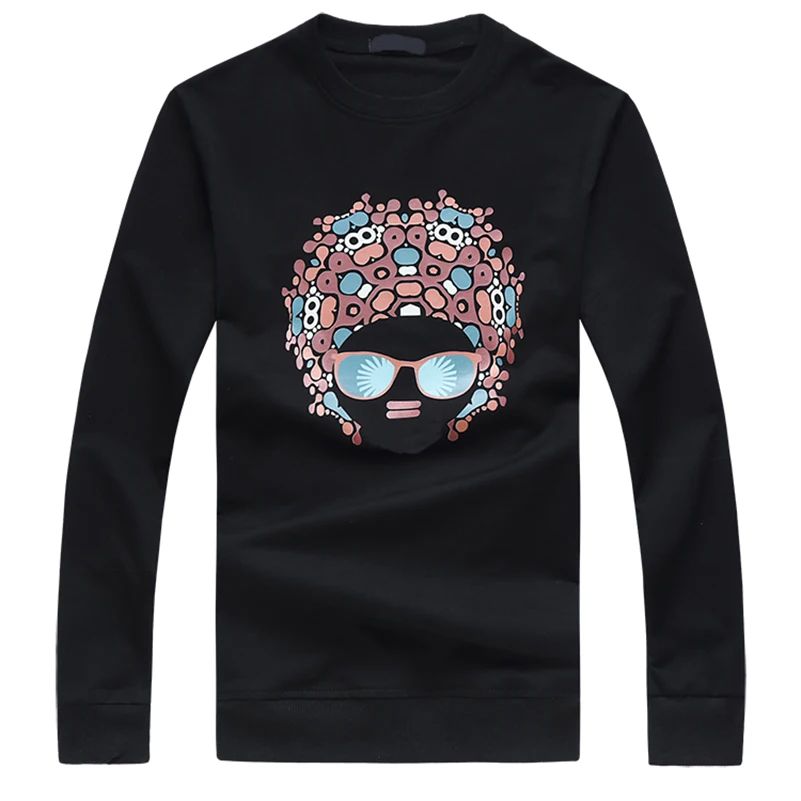 

MOGU Brand Male 2019 New Funny Sweatshirt Spring Mens Cartoon Face Printed Large O-Neck Fashionable Coats