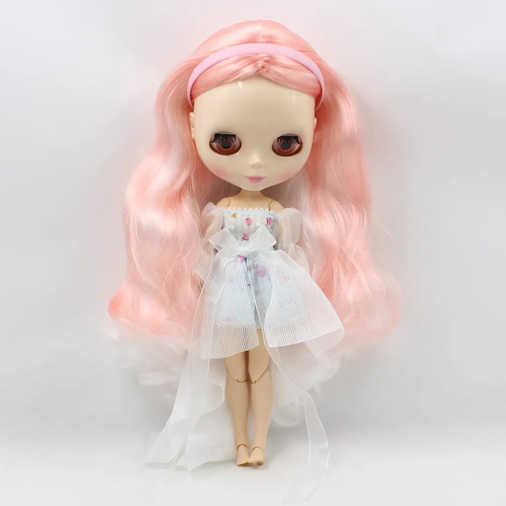 Ледяная кукла DBS Blyth длинная цвета шампанского розового и белого 1/6 bjd белая кожа