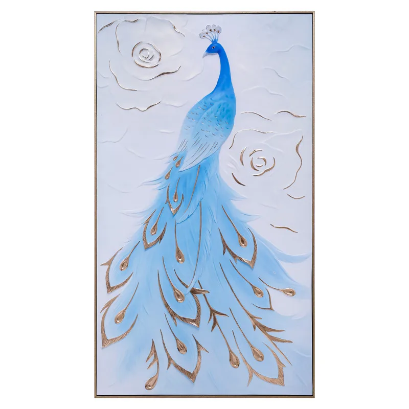 

Jane European Peacock Murals Light Luxury Soft Three-dimensional FRP Vertical Version Of The Entrance Porch Paintings M1208