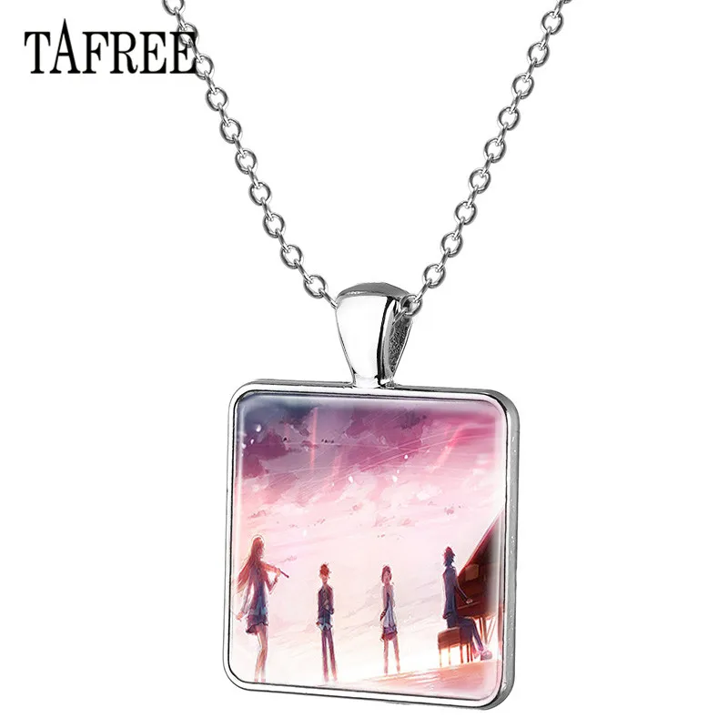 TAFREE Your Lie in April Necklace - Cartoon Figure Lovers Pendant, Silver Plated Choker Jewelry Gift for Friend or Girlfriend, YL45 image 4
