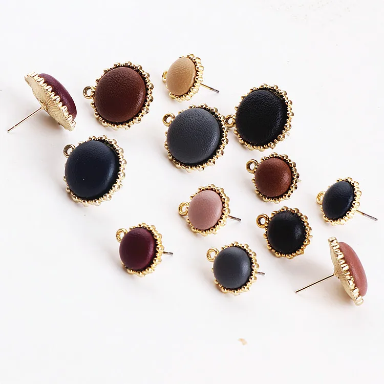 

DIY leather accessories Korea alloy round buckle earrings earrings pendant Pendant Earrings materials in autumn and winter