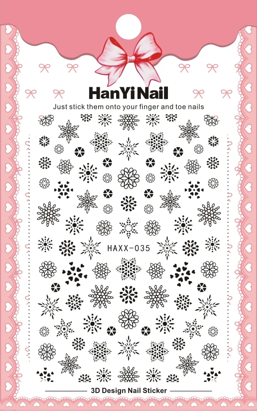 HX023-037, новинка, самоклеющиеся наклейки для ногтей, наклейки для ногтей, снежинка, зима, Рождество, маникюрные наклейки