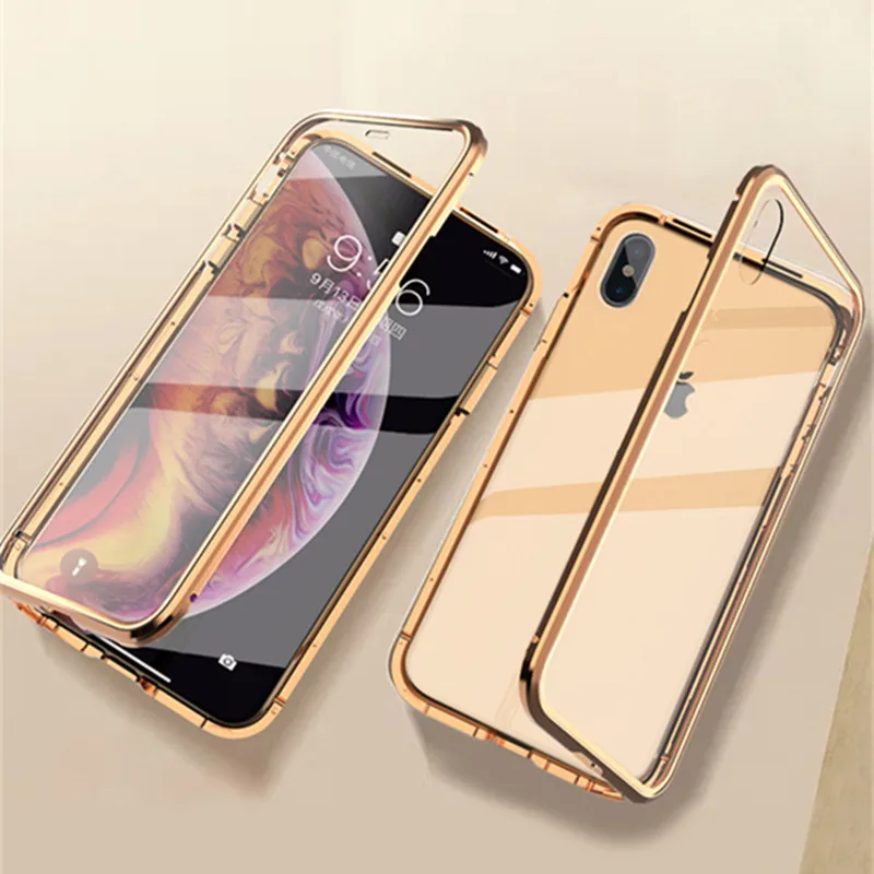 Чехол для Apple iPhone X XR XS Max 7 8 Plus магнитный двухсторонний чехол телефона из