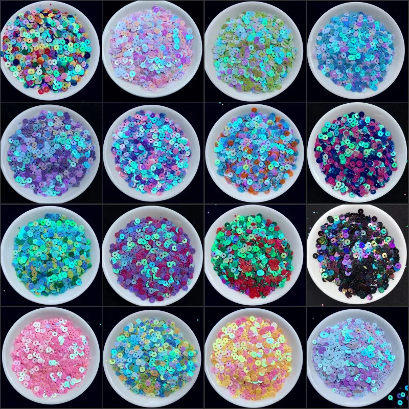 Смешанные цвета 3 мм, 4 мм, 5 мм, 6 мм, плоский круглый ПВХ, тесьма с пайетками для шитья, ремесло для свадебных украшений, одежды, аксессуаров для рукоделия