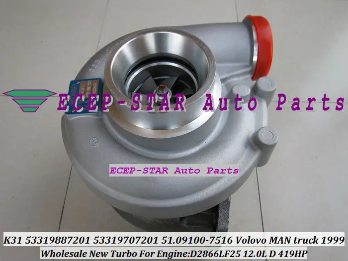 Турбокомпрессор K31 7201 53319887201 53319707201 51 09100 7516 для грузовиков Volvo D2866LF25 1999 12.0L D 419HP|truck
