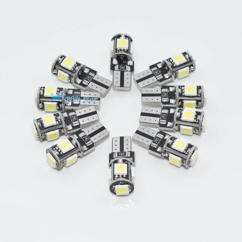 10 шт./лот T10 5 smd 5050 led Canbus без ошибок автомобильные лампы W5W 194 5SMD лампочки OBC ОШИБОК