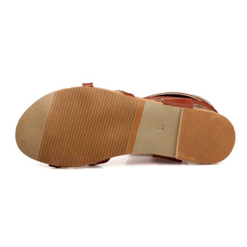 Новые туфли-гладиаторы женские сандалии модные на плоской подошве шнуровке в