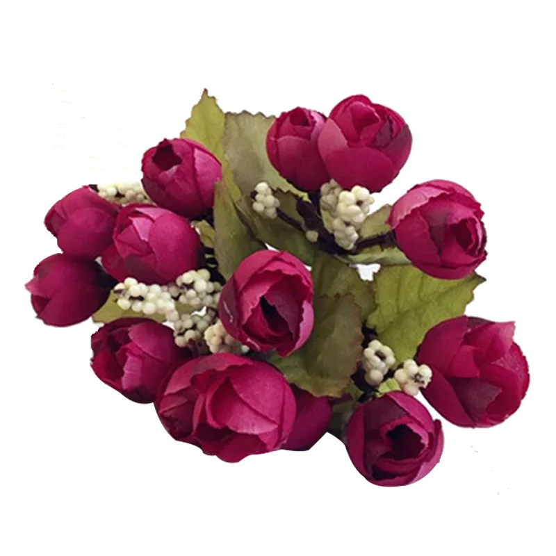 Wine red Hoomall, 1 шт., розы, искусственные цветы, свадебные цветы, букет невесты из латекса, настоящая Роза, свадебный букет, домашние, вечерние, цветы - Цвет: Wine red