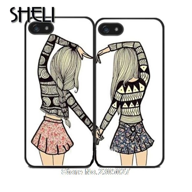 SHELI два девушки лучшие друзья мобильного телефона чехол для iPhone 5 6 6s 7 8 plus 11 pro X XR XS