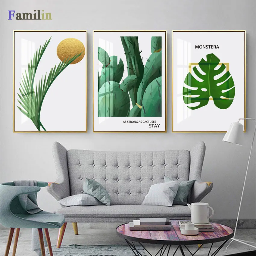 Акварельная ваза зеленое растение холст картина художественный принт постер