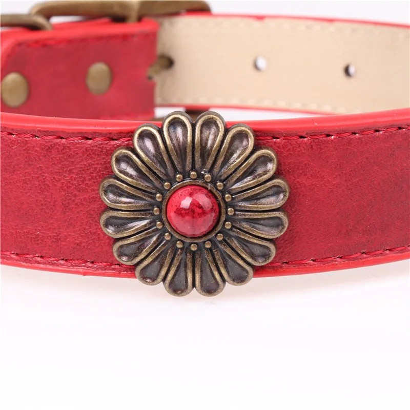 Высокое качество кожаный ошейник с нежным Винтаж ювелирный камень Дейзи Classic