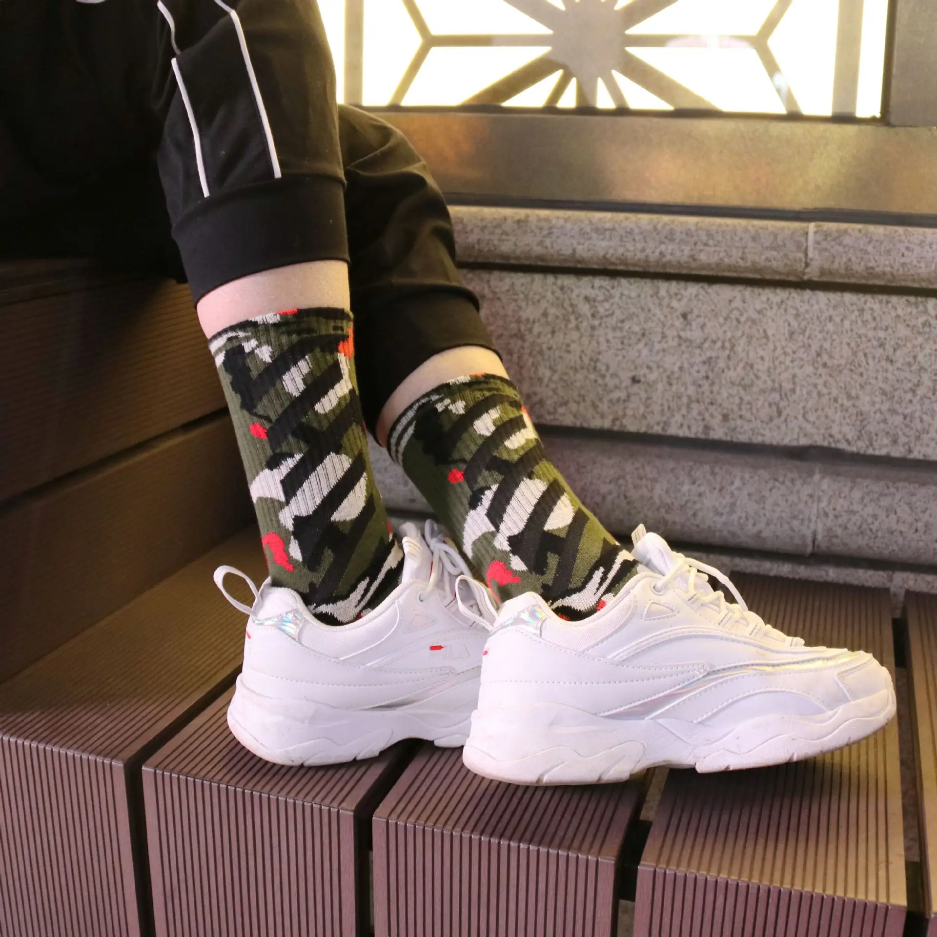 Men Women Cotton Camo Socks Skate Hip-hop Street Camouflage Slide Striped Cool Happy Funky Harajuku Streetwear Sock | Мужская одежда