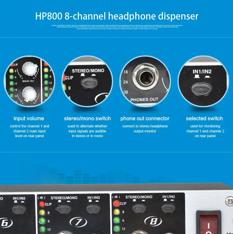Alctron HP800 Профессиональный 8-канальный многофункциональный наушников предусилитель, усилитель для наушников, Pro усилитель для наушников