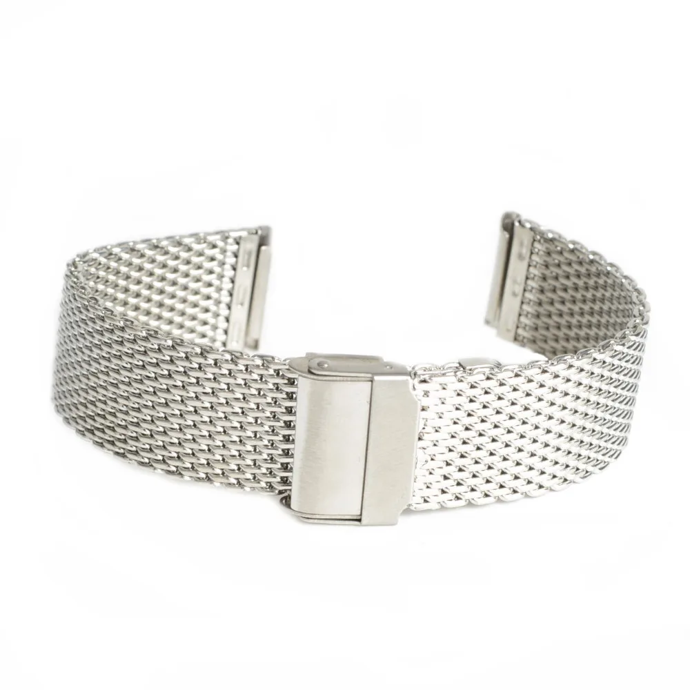 20mm Unisex Double Meshes Stainless Steel Watch Bands Strap Bracelet Safety Buckle Silver Hot Brithday Gift | Наручные часы