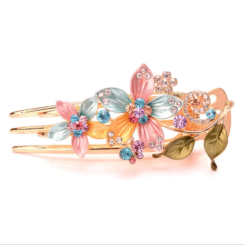 luxurious name Roses Super multi Cubic Zirconia Multicolor Barrettes Fashion hair combs For women Free shipping 002 | Украшения и