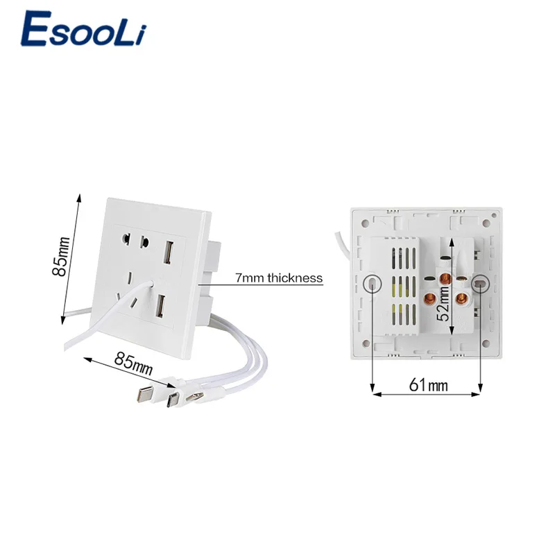 Универсальное настенное зарядное устройство Esooli с 2 USB портами 1 А|Электрические