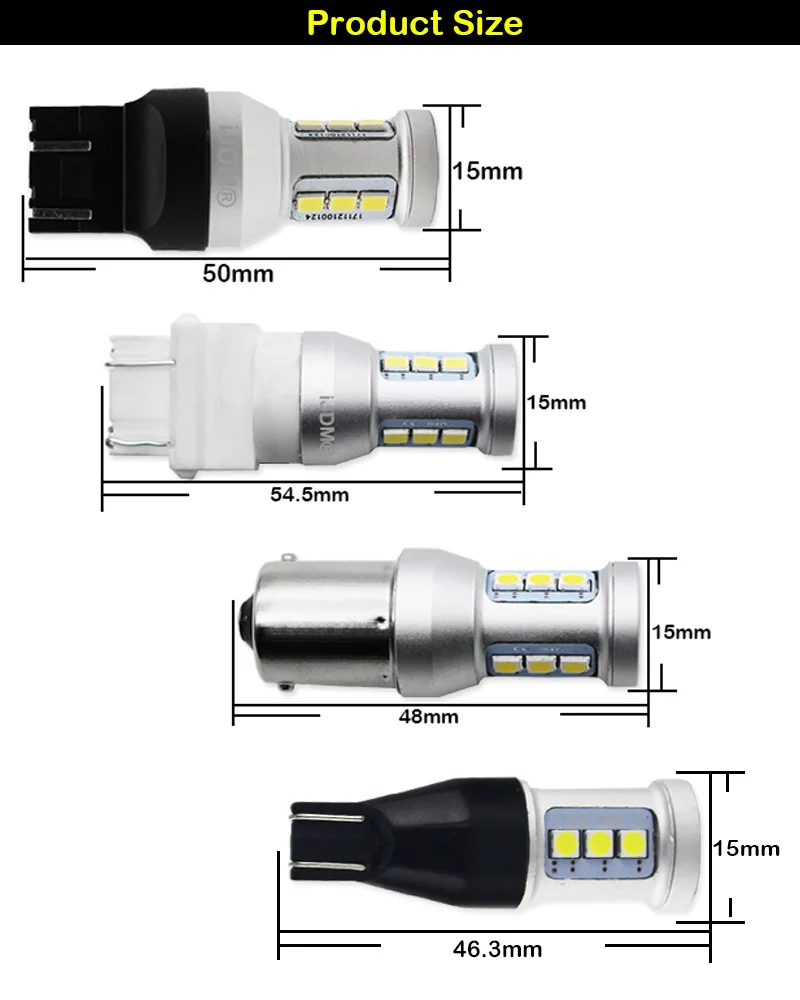 IJDM автомобиля T20 7440 7443 светодиодные лампочки Canbus OBC T15 W16W LED 1156 S25 LED 1157 3156 3157 светодиодные лампы для стоп-сигнал задний фонарь указателя поворота 12V