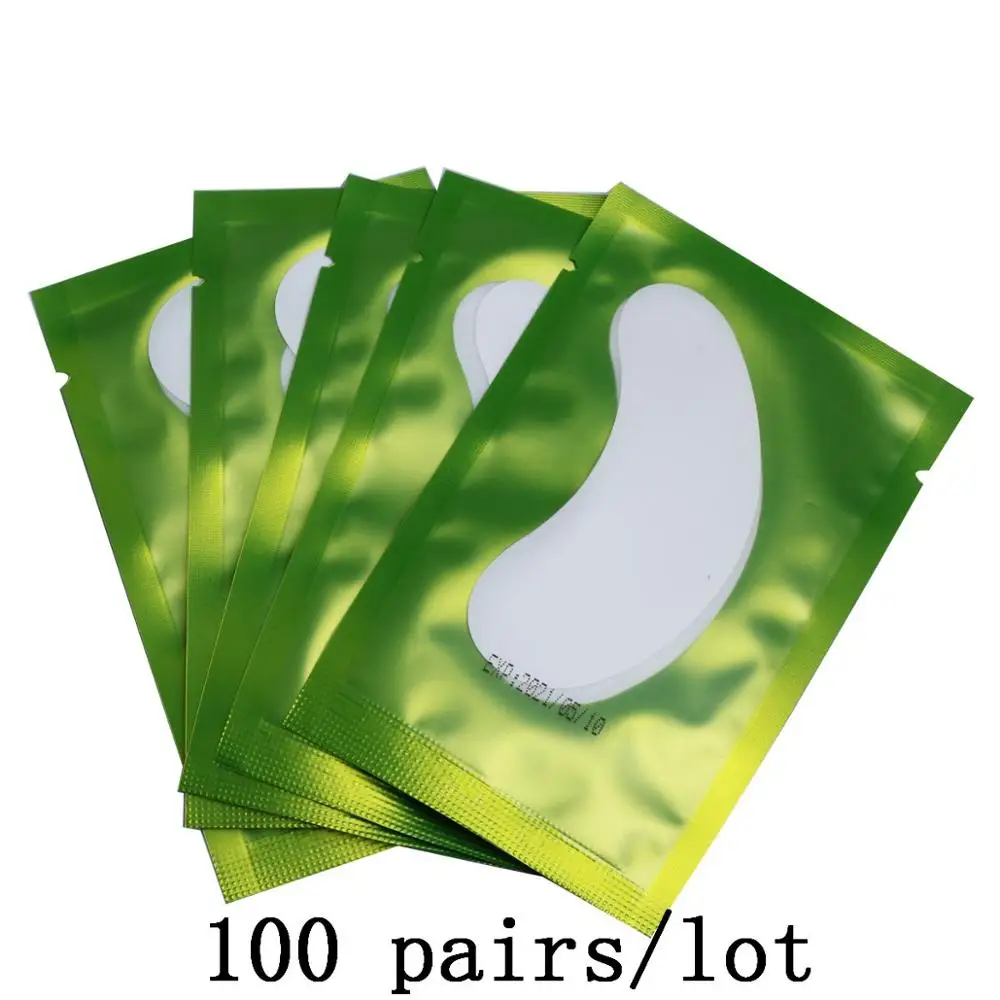 Green 100 Накладки для ресниц, 25/50 пар, накладки для ресниц, гелевые накладки для прививки ресниц под глазами, накладки для наращивания ресниц, бумажные наклейки, инструменты - Цвет: Green 100