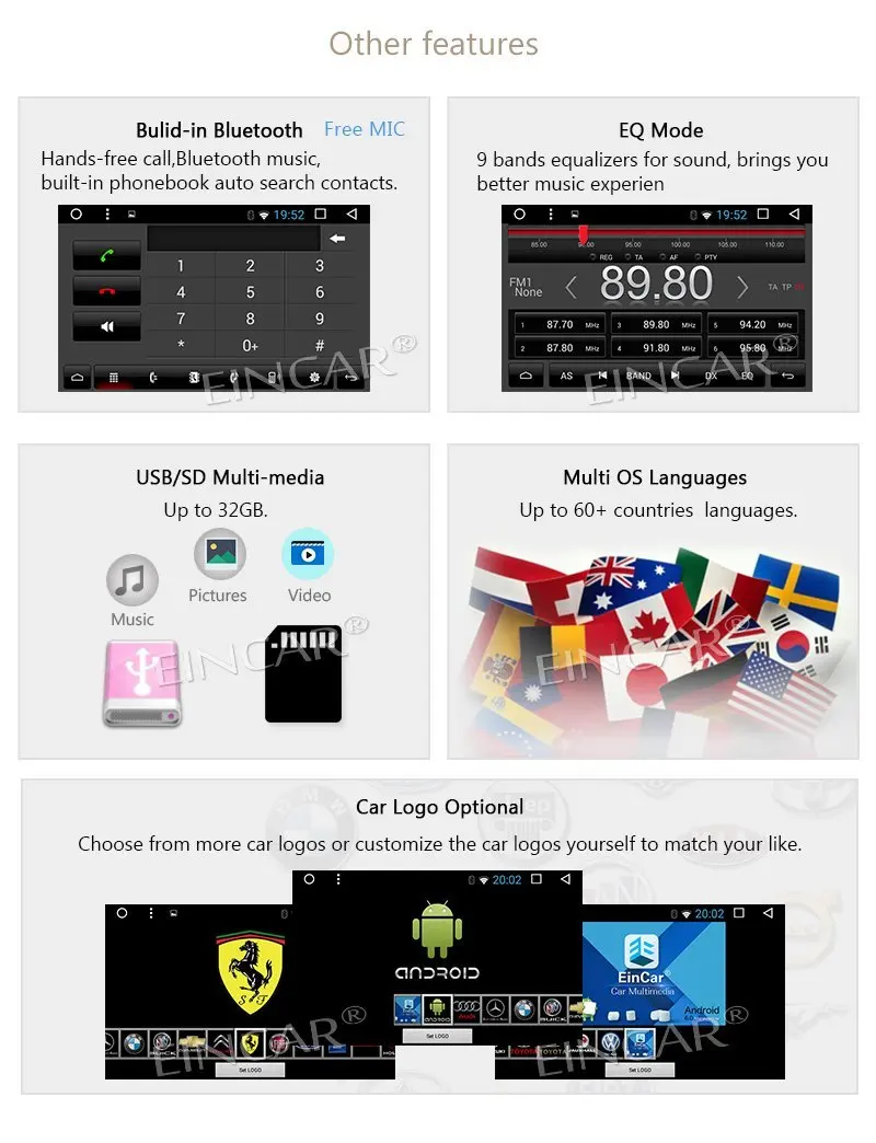 Eincar Android 7 1 Авто Радио Стерео 2Din в тире видео плеер Quad-Core gps навигации Поддержка WIFI