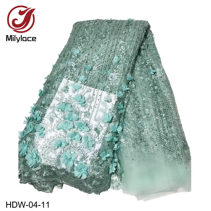 HDW-04-11 Стиль французская Сетка кружевная ткань 3D аппликация африканская Тюлевая сетчатая кружевная ткань Высокое качество африканская кружевная ткань HDW-04 - Цвет: HDW-04-11