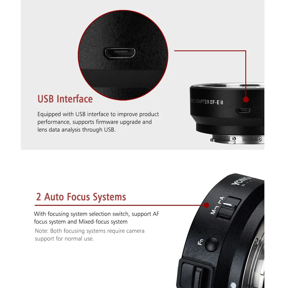 Кольцо-адаптер YONGNUO Φ II для объектива Sony E-Mount Camera a6300 a6000 A7MII A7 металлический