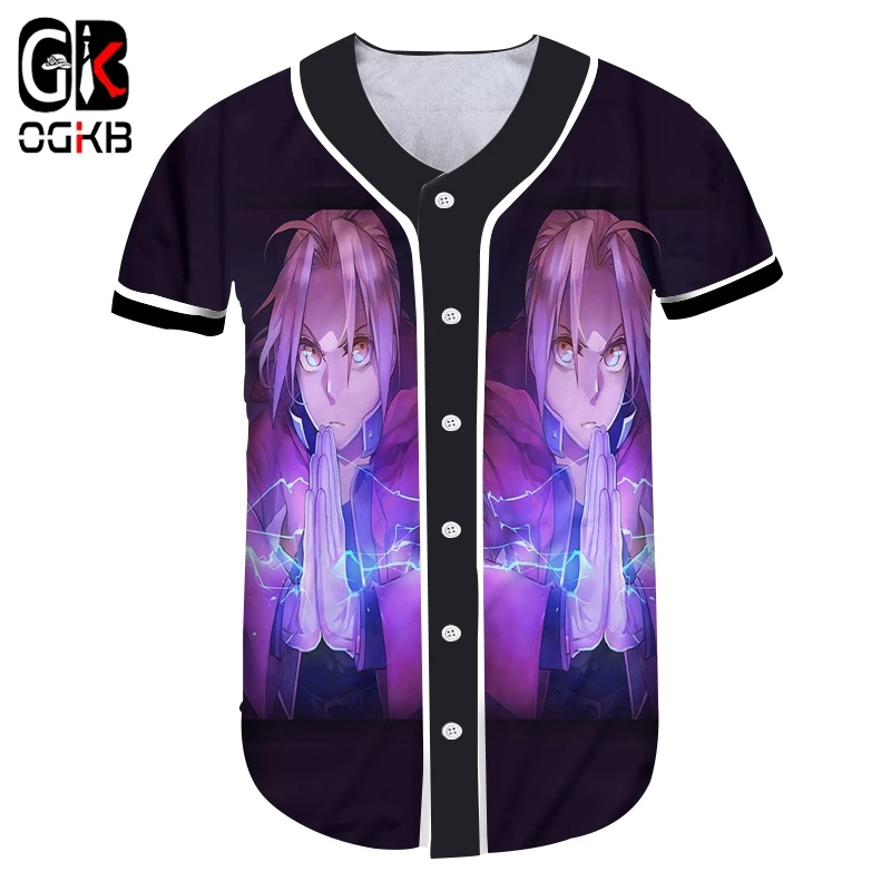 OGKB Новые летние топы быстросохнущие футболки Новая мода Забавный принт аниме